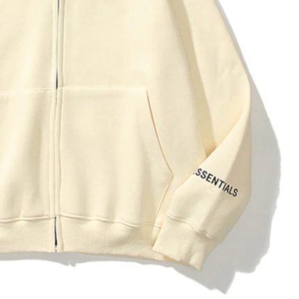 Essentials Reflective Print Zip-up Oversized Hoodie Cream