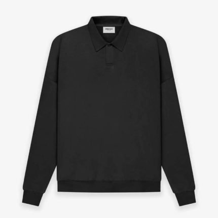 Fear of God ESSENTIALS Long Sleeve Polo Black Sweatshirt